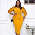 3XL Plus Size Spring Autumn Fashion African Women O-neck Midi Dress American Clothing African Clothes African Clothes For Female