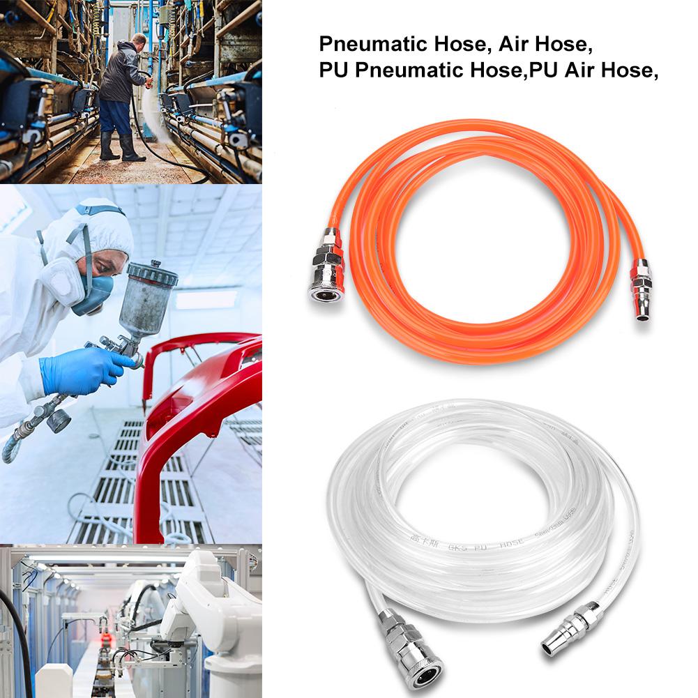 3/6m Air Compressor Hose Tube Pneumatic Hose Pipe Compressed Air Transport PU Pneumatic Hose With 1/4in Male/Female Connector