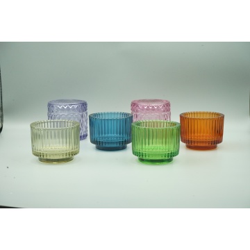 Raibow color ribbed candle jar