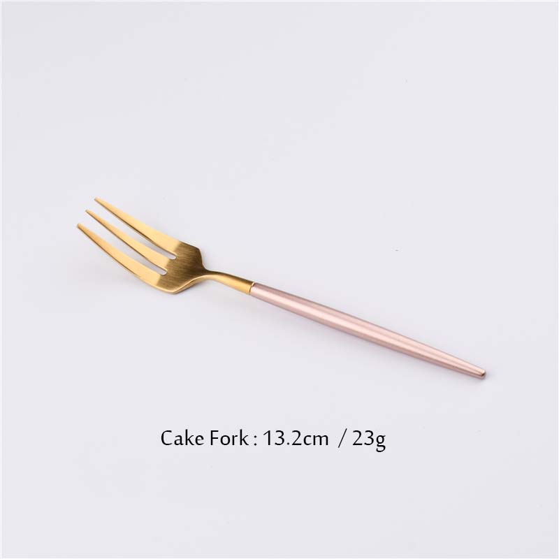 JANKNG 1-Piece Pink Golden Tableware Cutlery Set Dinner Knife TeaSpoon Fork Set 304 Stainless Steel Western Gold Dinnerware Set