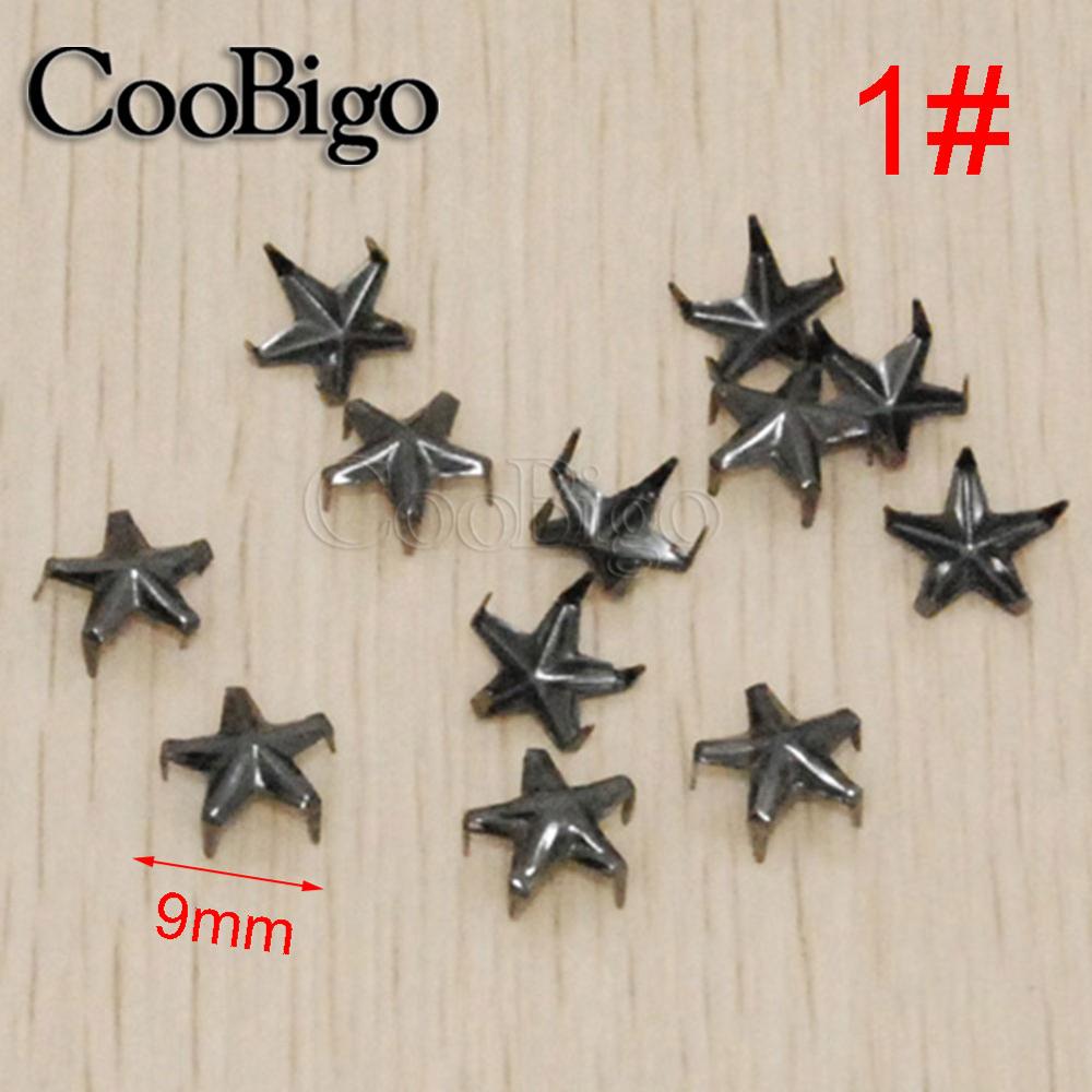 200pcs Star shape Rivets Spike Studs 5 claws star Rivets Spots Nailhead Punk Rock DIY Leather Craft Clothing Bag Parts 9mm~21mm