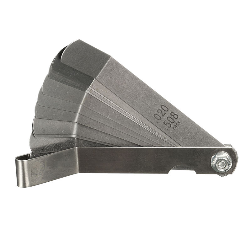 16 Blades Feeler Gauge Metric 0.127-0.508mm Stainless Steel Gap Filler Gauge Measurement Tool for Engine Valve Adjustment