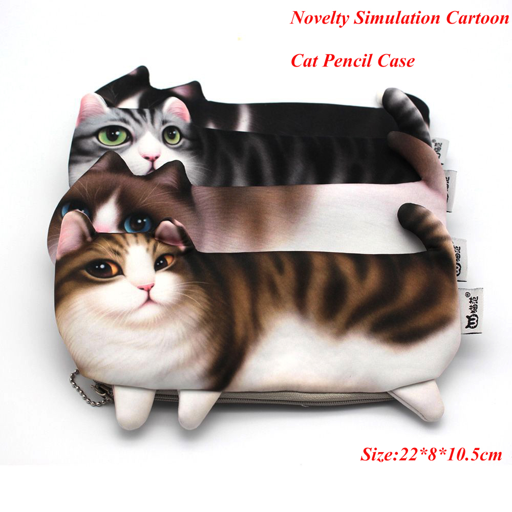 Emulation Cartoon Animal Pencil Case Kawaii Cats Soft Pencilcase School Supplies Pencils Storage bags Stationery Gift for Kids