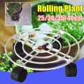 4 Wheels Round Plant Pot Tray Planter Flowers Pot Mover Trolley Rack Organizer Garden Metal Stand Decoration White 25/30/35/40cm