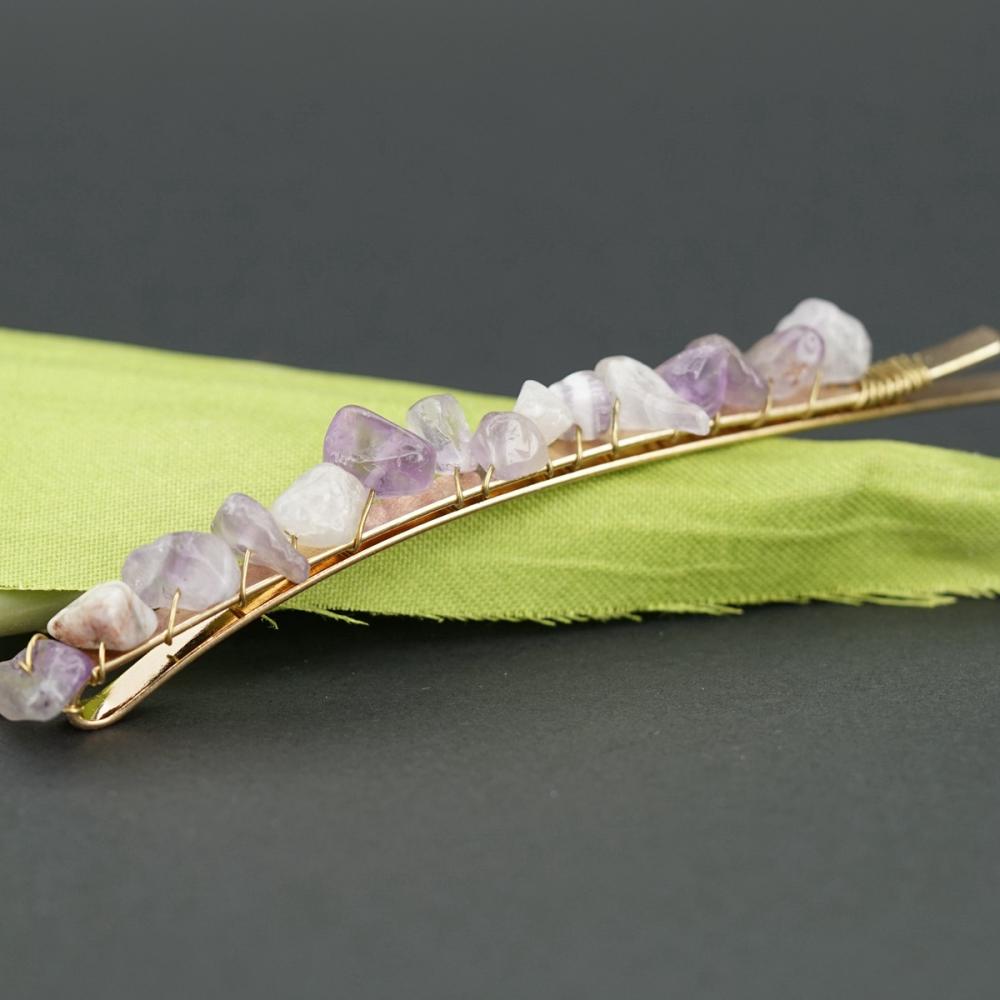 Natural Stone Clip Shiny Hair Clip Hair Accessories Girls Hairpins Crystals Natural Stone Hair Clips Woman Head wear Jewelry