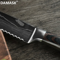 DAMASK Stainless Steel Knife 8 inch Bread Knife Color Wood Handle Laser Damascus Pattern Kitchen Knives Tool With Knife Sheath