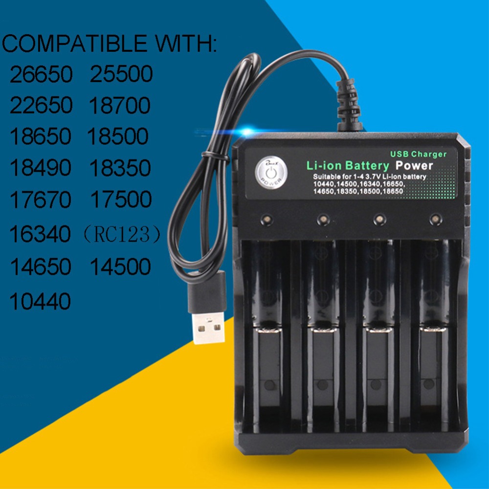 4.2V 18650 Charger Li-ion battery USB independent charging portable electronic 18650 18500 16340 14500 26650 battery charger