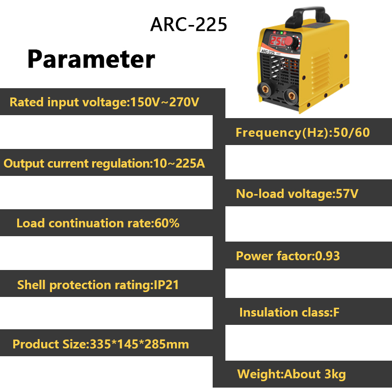 Handskit ARC-225 Arc Welder Welding Machine Portable Electric Semiautomatic Welding Reverse Welder for Welding Electrical Work