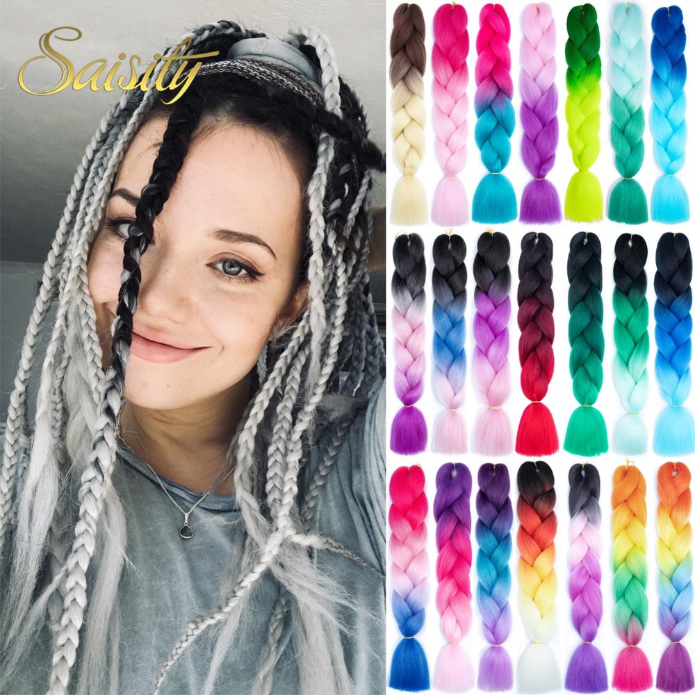 Saisity Jumbo Braids ombre Synthetic high temperature Fiber Extensions crochet Braiding Hair