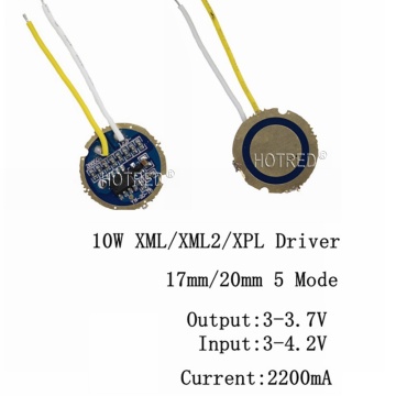 10pcs cree xml led xml2 led T6 U2 driver 17mm 20mm 2.7-4.2V 2A 5-Mode LED Driver for CREE XML LED Emitter