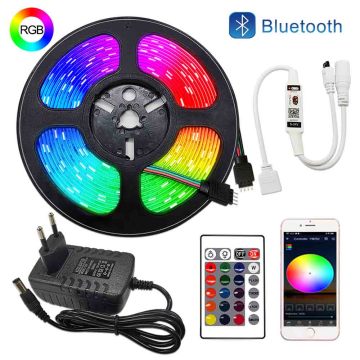 Bluetooth RGB LED Strips 12V 5050 5M 10M 15M 20M Flexible Tira LED Strip RGB Ruban LED Lights for Room Decoration