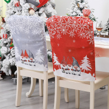 1pcs New Year's Decor 2021 Christmas Cartoon Santa Claus Snowflake Printed Fabric Chairs Cover Christmas Decorations For Home