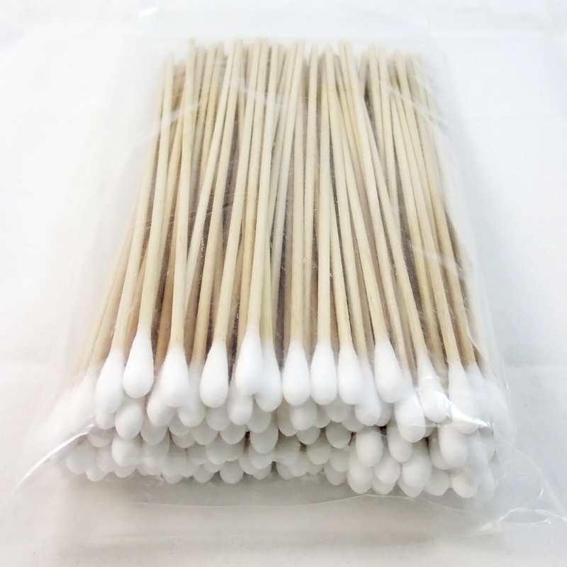 100Pcs Wood Handle Stick Cotton Swabs Buds Lab Cleaning Tool 6'' Long