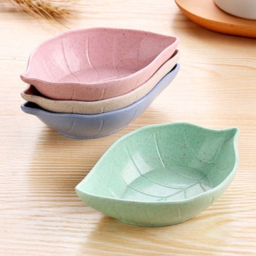 Leaves Shape Baby Kids Dish Bowl Wheat Straw Soy Sauce Dish Rice Bowl Plate Sub - plate Japanese Tableware Food Container 1PC