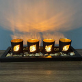 Candle Holders Set, Includes Ornamental Stones Black Wood Tray and 4 Glass Cups, Decorative Holiday Gift for your Loved One