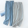 Men's Cotton Sleep Trousers Loose Plaid Cotton Knitted Sleep Pants Sleepwear Pajama Drawstring Hombre Mens Pajamas Pants Bottoms