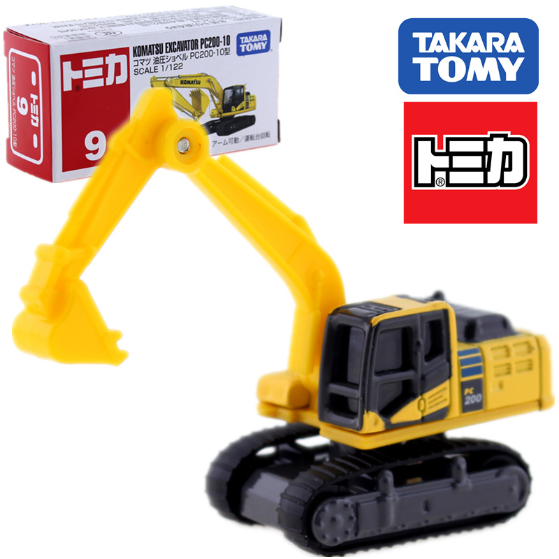 Takara Tomy Tomica World Komatsu Excavator PC200-10 Construction Vehicle No. 9 Alien Diecast Car Pop Kids Toys For Children
