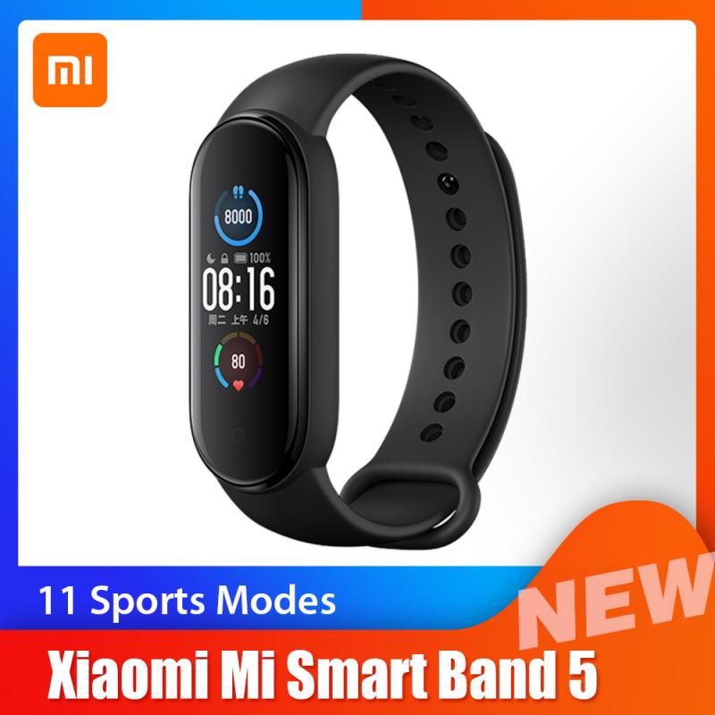 Original Xiaomi Mi Band 5 Smart Bracelet Bluetooth 5.0 1.1" AMOLED Colorful Screen Heart Rate Fitness Tracker Waterproof Miband5