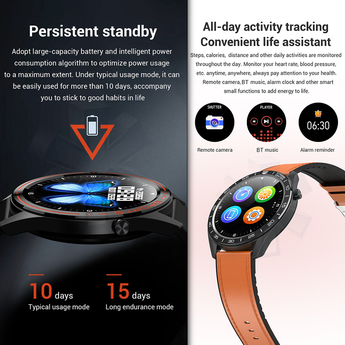 CORN WB02 Smart Watch 1.3-Inch Full-Touch TFT Display IP68 Waterproof BT5.0 Heart Rate/Blood Pressure/Sleep Monitor Pedometer