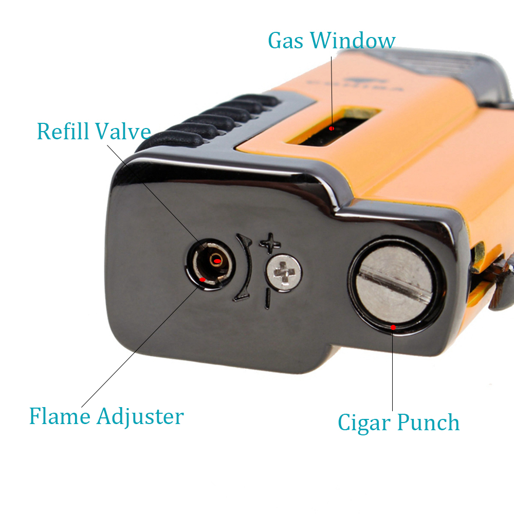 COHIBA Windproof Lighter Torch Jet Flame Refillable Inflatable Four Flame Cigar Lighter Cigarette Lighter gas torch lighter