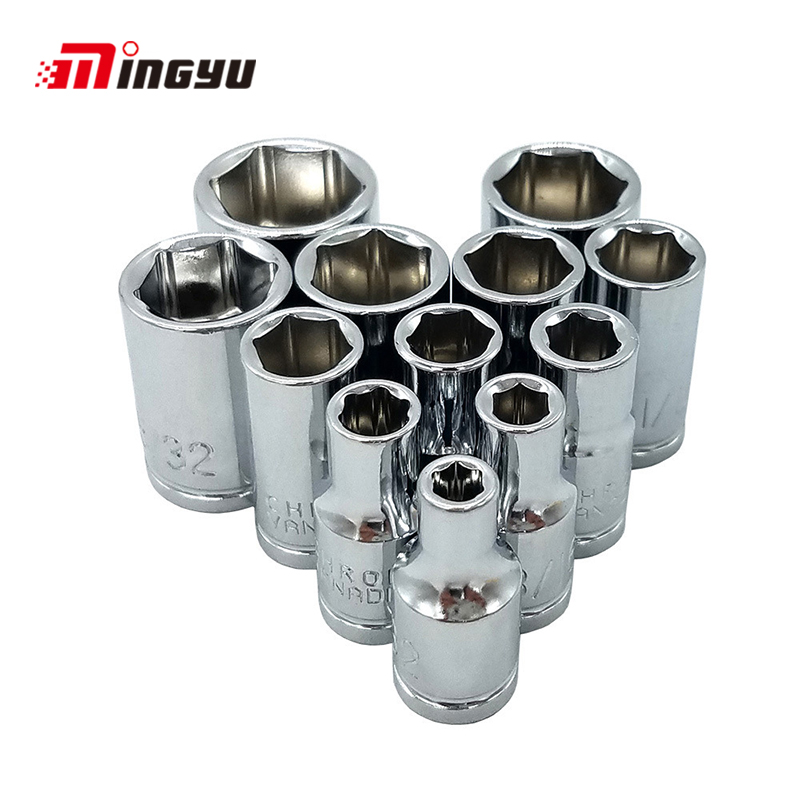 14pcs 1/4" Drive Hex Socket Set Inch 3/16 1/4 9/32 5/16 11/32 3/8 13/32 15/32 7/16 1/2 17/32 9/16 Wrench Head Nut Removing Tool