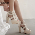 Gdgydh Extrme High Heels Sandals Women Gladiator Shoes For Women Fashion Buckle Crose-tied Platform Sandals Party Wedding Shoes