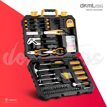 DEKO 196 Pcs Professional Car Repair Tool Set Auto Ratchet Spanner Screwdriver Socket Mechanics Tools Kit W/ Blow-Molding Box