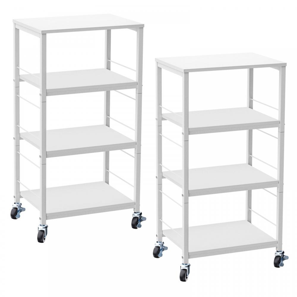 Small White Microwave Stand Utility Cart with Footpads