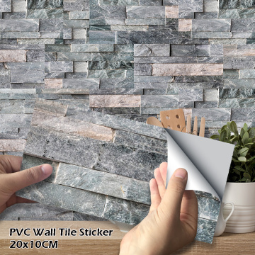 27Pcs Drak Grey Stone Brick Wall Sticker Self-Adhesive Waterproof PVC Floor Stickers Modern Kitchen Bathroom Bedroom Decor