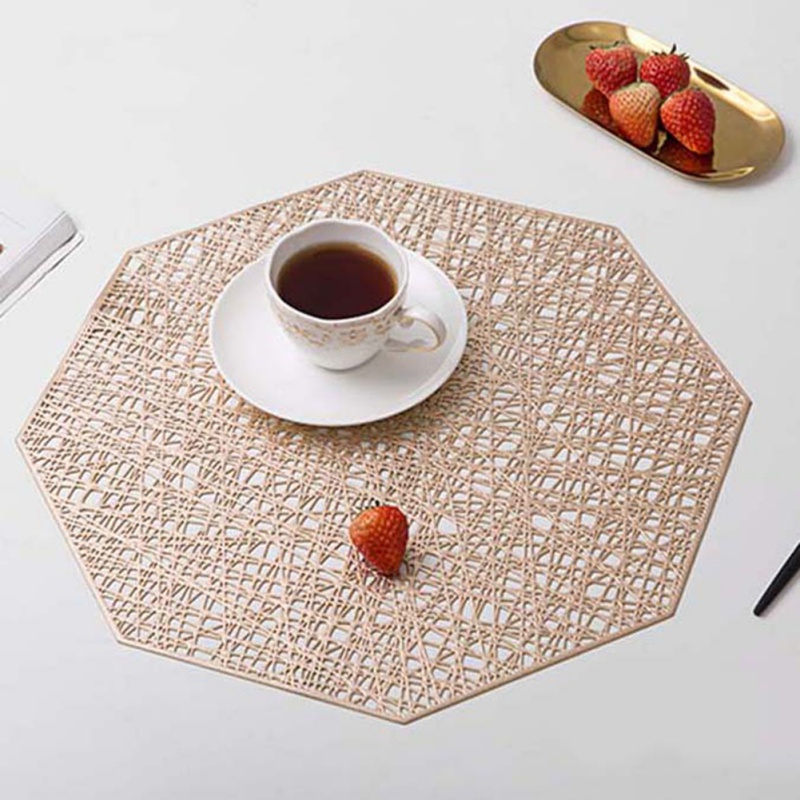 Octagonal Hollow Anti-slip Insulation Placemat PVC Household Creative Retro Placemat