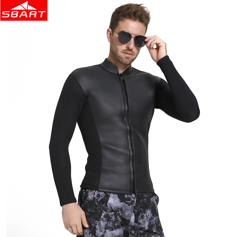 SBART Men's 3MM Wetsuits Jacket Neoprene Winter Warm Long Full Zipper Super Stretch Wetsuits Tops For Surfing Sunscreen Jumpsuit