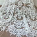 LFY Off White Rayon Top quality Bridal Embroidery Lace fabric Nigerian African French Chantilly Lace Fabric ,Mesh Tulle Fabric
