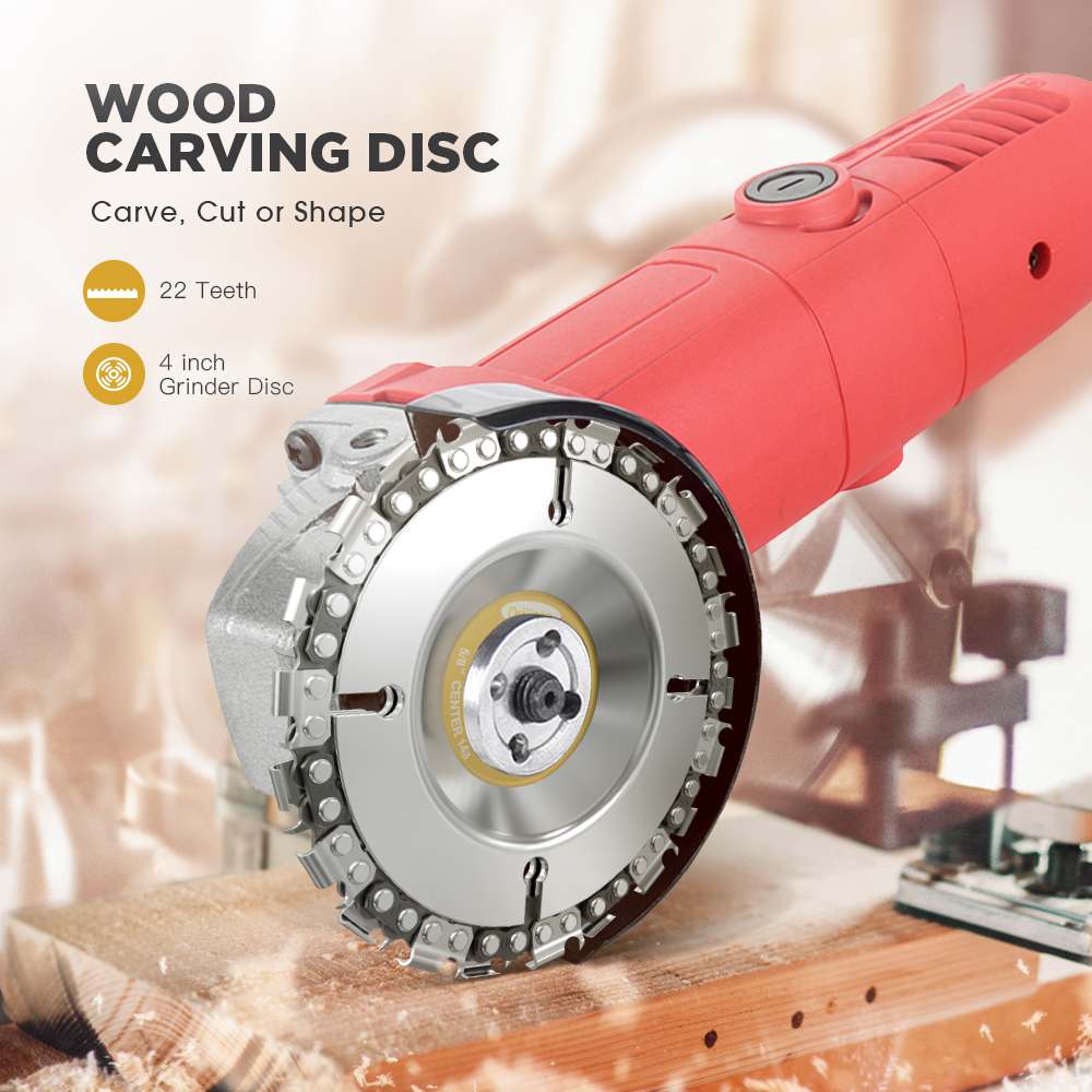 Drillpro 4 Inch Grinder Chain Disc 22 Tooth Wood Carving Disc For 100/115 Angle Grinder