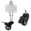 2 Inch PU Spring Loaded Gate Swivel Caster Fence Hardware Swivel Gate Wheel with Brake 110Lbs Load Cap