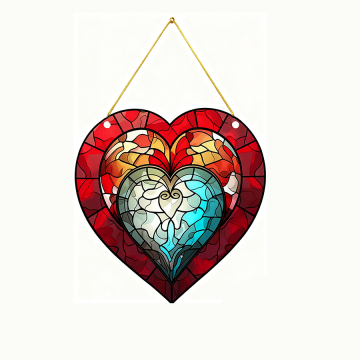 Double Heart Stained Glass Acrylic Suncatcher