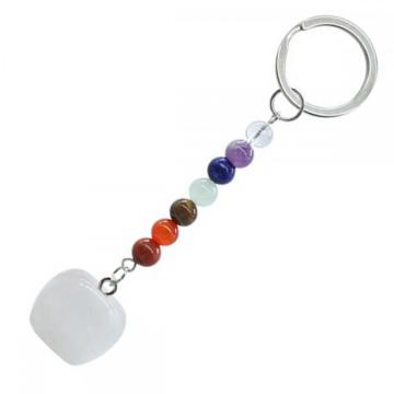 Crystal 20MM Gemstone Apple Pendant Keychain with 7 Chakra Chain