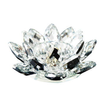 Crystal Lotus Flower Tealight Candle Holder Crystal Glass Table Decoration Centerpieces Buddhist Candlestick