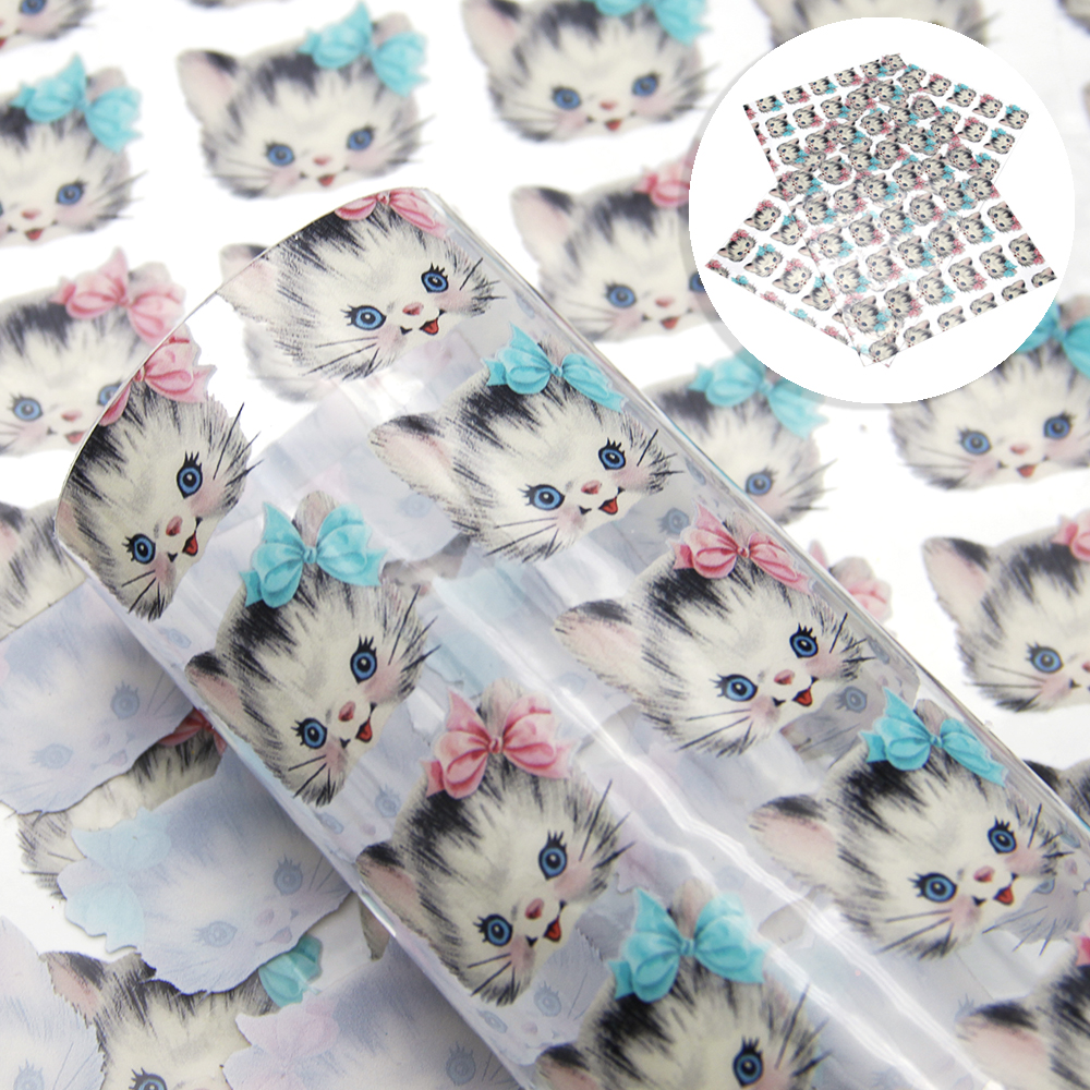 New Animal Cat 20*33cm Transparent Stripe Printed Synthetic Leather Patchwork For Hair Bow Bag Wallet Phone Cover DIY,1Yc7637