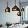 Retro industrial rusty engraving lampshade pendant lights singlehead iron pot cover chandelier for kitchen room living room lamp