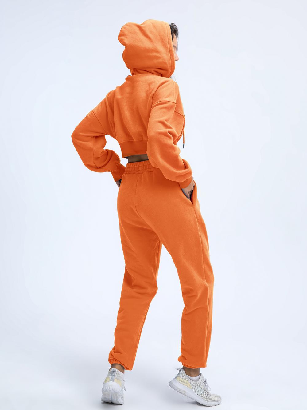 Womens Cropped Hoodie Tracksuit Set