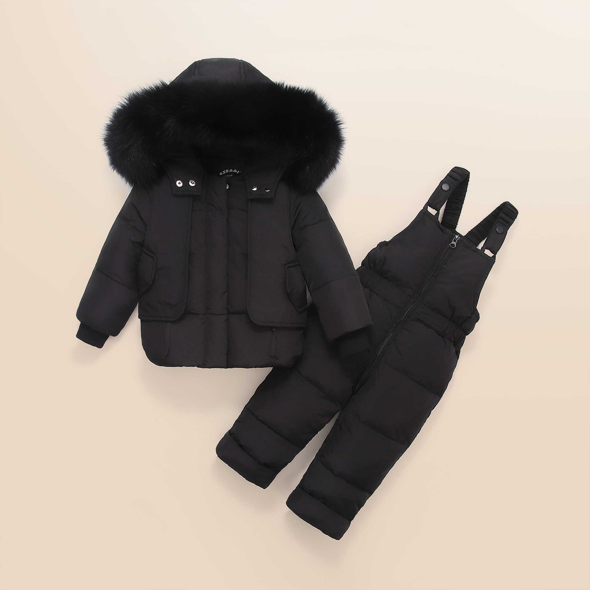 ULKNN Winter Children Clothing Sets Kids Down Coat Jacket Hooded Parkas+Bib Pants Jumpsuit Boy Fur Snowsuits Baby Girl