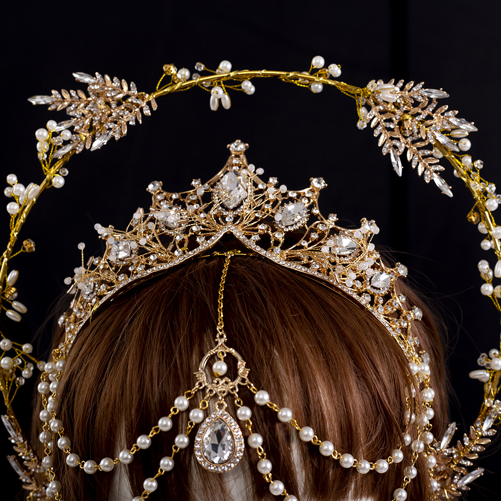 Halo Crown Gold Headband Virgin Mary Tiaras Headpiece Lolita