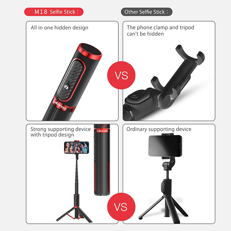 Ulanzi SK-01 3 in 1 Wireless Bluetooth Selfie Stick Foldable Tripod Expandable Monopod with Remote Control for iPhone Android