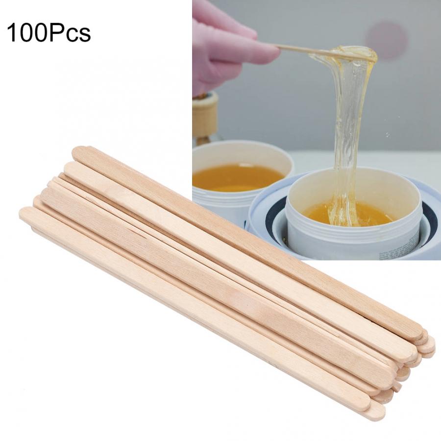 100PCS Disposable Wood Tongue Depressors Wooden Depilatory Wax Applicator Stick Hair Removal Tools Tattoo Waxing Spatula Stick