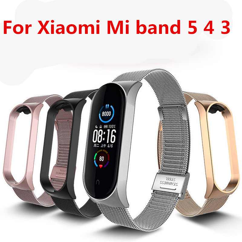 For Mi Band 5 4 Magnetic Strap Wrist Metal Screwless Stainless Steel Miband 5 4 Wristbands Strap For Xiaomi Mi Band 4 3 Bracelet