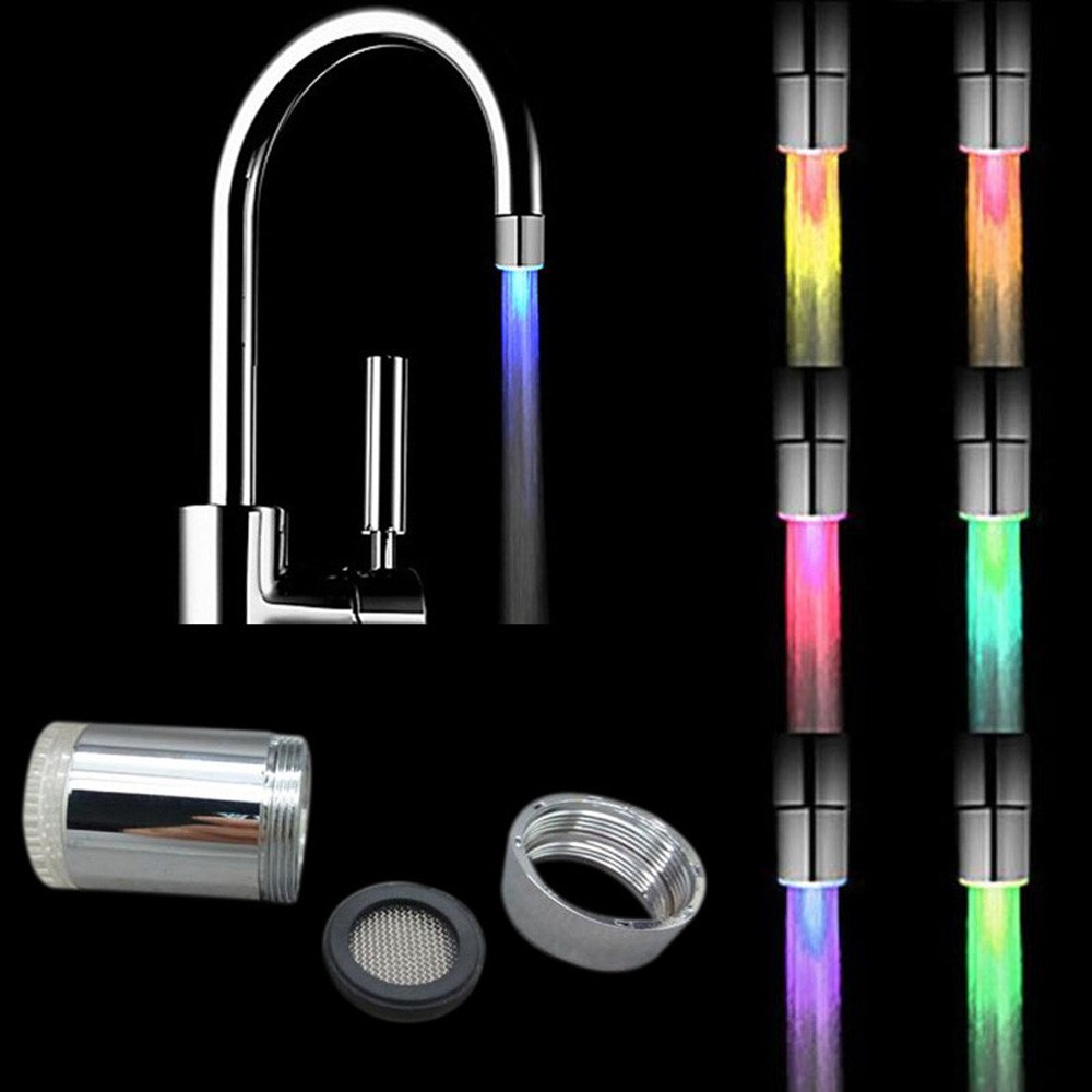 A Boring Products Faucet Decorative Romantic 7 Color Change LED Light Shower Head Water Bath Home Bathroom Glow Cool Thing