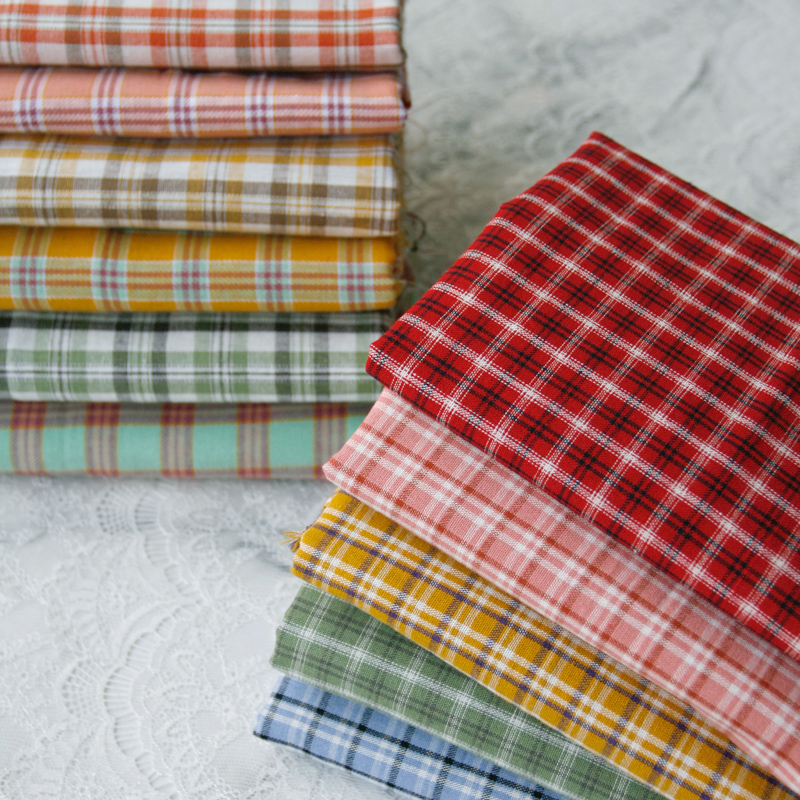 140x50cm Colored Plaid Yarn-Dyed Cotton Fabric Shirt Dress Garment Material Home Decoration Cloth 180g/m