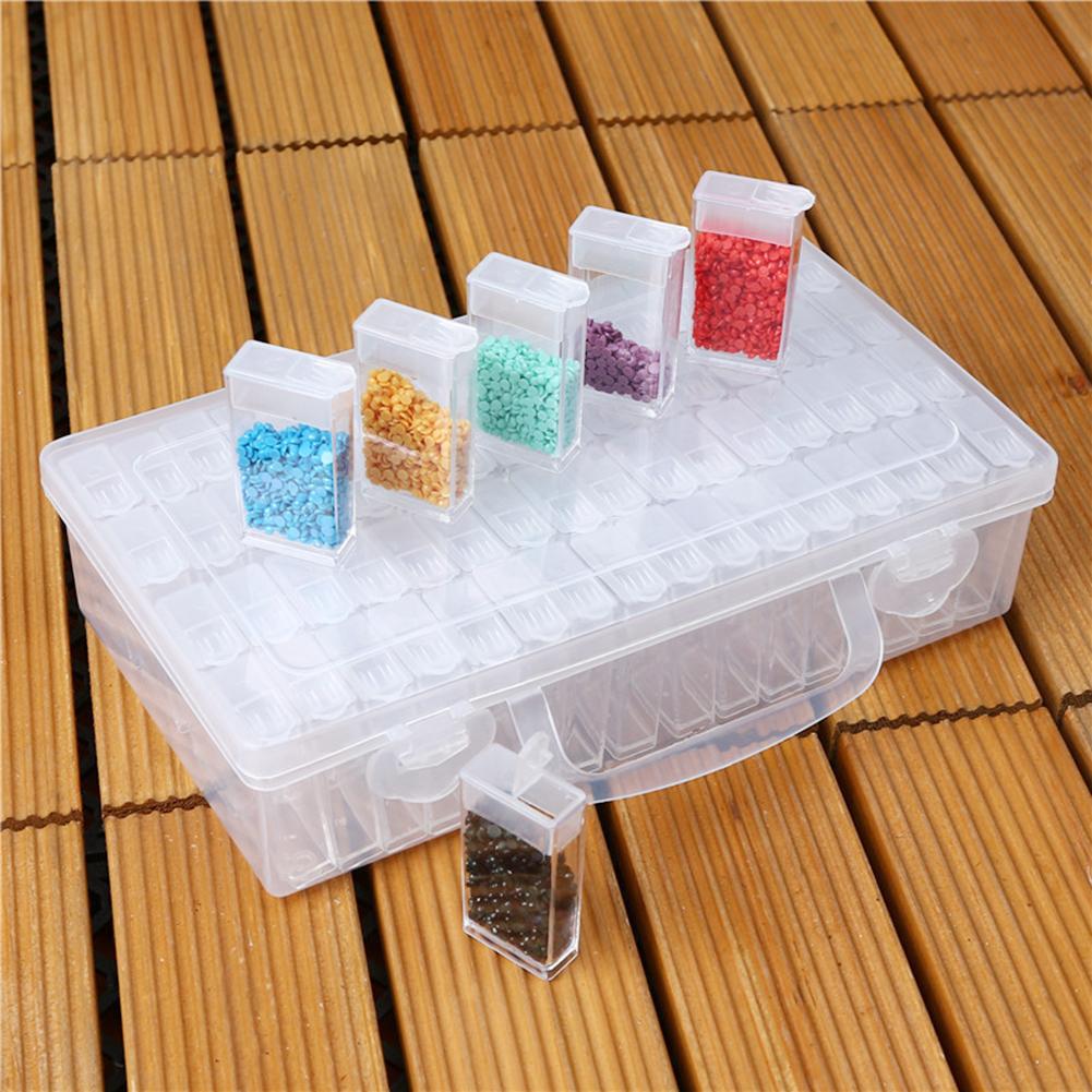 28/64 Slots Bottles Diamond Painting Storage Box Plastic Nail Art Organizer Rhinestone Beads Case Holder Container Accessories