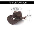 Ethnic Style Cowboy Hat Fashion Chic Unisex Solid Color Jazz Hat With Bull Shaped Decor Western Cowboy Hats