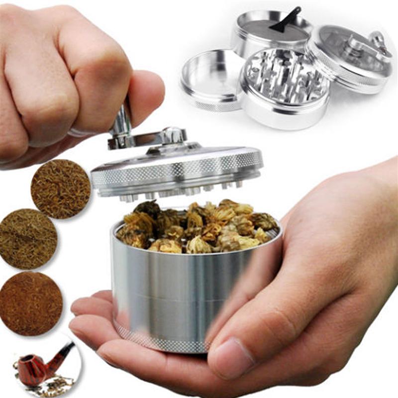 Hand Crank Tobacco Mill Grinder Metal Crusher 4Parts Pipe Smoking Grinder Herb Aluminium Grinder For Ciggarette Accessories